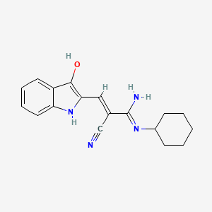 3-amino-3-(cyclohexylamino)-2-[(3-oxo-1,3-dihydro-2H-indol-2-ylidene)methyl]acrylonitrile