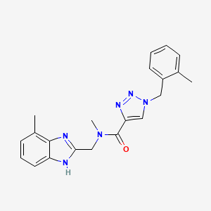 molecular formula C21H22N6O B6046201 N-methyl-N-[(4-methyl-1H-benzimidazol-2-yl)methyl]-1-[(2-methylphenyl)methyl]triazole-4-carboxamide 