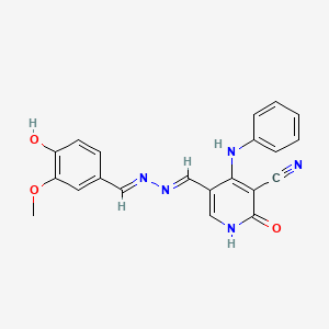 4-Anilino-5-[2-(4-hydroxy-3-methoxybenzylidene)carbohydrazonoyl]-2-oxo-1,2-dihydro-3-pyridinecarbonitrile