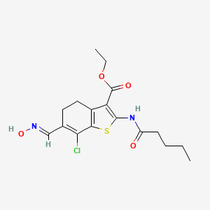 molecular formula C17H21ClN2O4S B604625 ethyl 7-chloro-6-[(E)-(hydroxyimino)methyl]-2-(pentanoylamino)-4,5-dihydro-1-benzothiophene-3-carboxylate CAS No. 352554-16-6