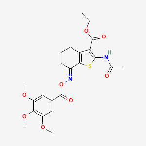 molecular formula C23H26N2O8S B604628 ETHYL (7E)-2-ACETAMIDO-7-[(3,4,5-TRIMETHOXYBENZOYLOXY)IMINO]-4,5,6,7-TETRAHYDRO-1-BENZOTHIOPHENE-3-CARBOXYLATE CAS No. 333774-46-2