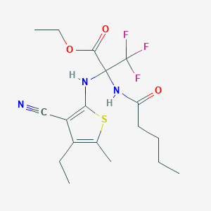 molecular formula C18H24F3N3O3S B6046299 ethyl N-(3-cyano-4-ethyl-5-methylthiophen-2-yl)-3,3,3-trifluoro-2-(pentanoylamino)alaninate 