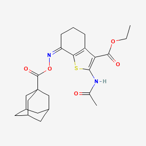 molecular formula C24H30N2O5S B604637 ETHYL (7Z)-7-[(ADAMANTANE-1-CARBONYLOXY)IMINO]-2-ACETAMIDO-4,5,6,7-TETRAHYDRO-1-BENZOTHIOPHENE-3-CARBOXYLATE CAS No. 333774-48-4