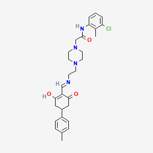 N-(3-chloro-2-methylphenyl)-2-{4-[2-({[4-(4-methylphenyl)-2,6-dioxocyclohexylidene]methyl}amino)ethyl]piperazin-1-yl}acetamide