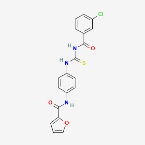 molecular formula C19H14ClN3O3S B6046396 N-[4-({[(3-chlorophenyl)carbonyl]carbamothioyl}amino)phenyl]furan-2-carboxamide 
