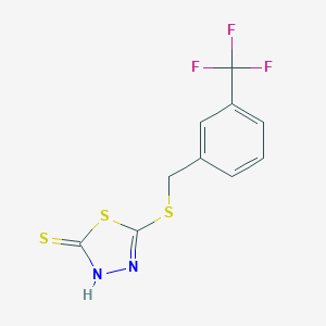 molecular formula C10H7F3N2S3 B060464 5-((3-(Trifluoromethyl)benzyl)thio)-1,3,4-thiadiazole-2-thiol CAS No. 175277-94-8