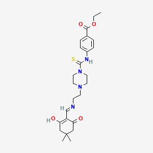Ethyl 4-({[4-(2-{[(4,4-dimethyl-2,6-dioxocyclohexylidene)methyl]amino}ethyl)-1-piperazinyl]carbothioyl}amino)benzoate