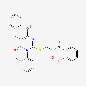 2-{[5-benzyl-4-hydroxy-1-(2-methylphenyl)-6-oxo-1,6-dihydro-2-pyrimidinyl]sulfanyl}-N-(2-methoxyphenyl)acetamide