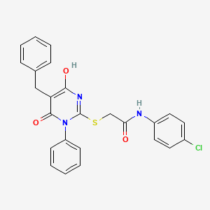 2-[(5-benzyl-4-hydroxy-6-oxo-1-phenyl-1,6-dihydro-2-pyrimidinyl)sulfanyl]-N-(4-chlorophenyl)acetamide