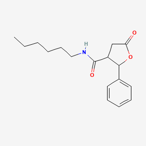 molecular formula C17H23NO3 B6046520 N-hexyl-5-oxo-2-phenyloxolane-3-carboxamide 