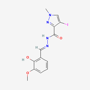 molecular formula C13H13IN4O3 B604665 N'~3~-[(E)-1-(2-HYDROXY-3-METHOXYPHENYL)METHYLIDENE]-4-IODO-1-METHYL-1H-PYRAZOLE-3-CARBOHYDRAZIDE CAS No. 351333-02-3