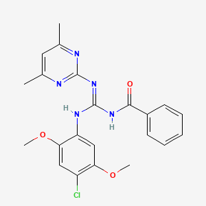 molecular formula C22H22ClN5O3 B6046715 N''-BENZOYL-N-(4-CHLORO-2,5-DIMETHOXYPHENYL)-N'-(4,6-DIMETHYL-2-PYRIMIDINYL)GUANIDINE 