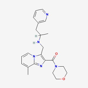 molecular formula C22H27N5O2 B6046730 N-{[8-methyl-2-(4-morpholinylcarbonyl)imidazo[1,2-a]pyridin-3-yl]methyl}-1-(3-pyridinyl)-2-propanamine 
