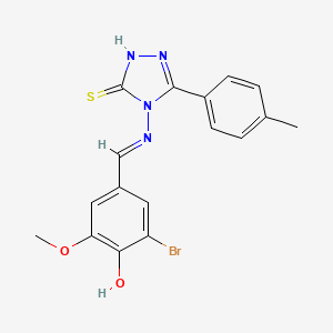 2-bromo-6-methoxy-4-({[3-(4-methylphenyl)-5-sulfanyl-4H-1,2,4-triazol-4-yl]imino}methyl)phenol