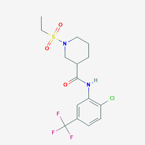 molecular formula C15H18ClF3N2O3S B6046810 N-[2-chloro-5-(trifluoromethyl)phenyl]-1-ethylsulfonylpiperidine-3-carboxamide 