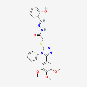 N'-[(E)-(2-hydroxyphenyl)methylidene]-2-{[4-phenyl-5-(3,4,5-trimethoxyphenyl)-4H-1,2,4-triazol-3-yl]sulfanyl}acetohydrazide