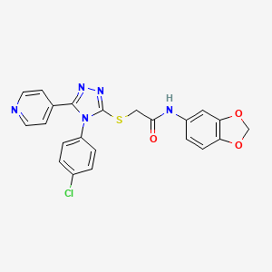 molecular formula C22H16ClN5O3S B6046993 N-(1,3-benzodioxol-5-yl)-2-{[4-(4-chlorophenyl)-5-(pyridin-4-yl)-4H-1,2,4-triazol-3-yl]sulfanyl}acetamide 