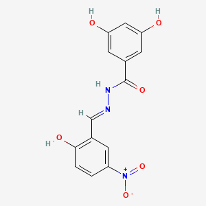 molecular formula C14H11N3O6 B604700 3,5-dihydroxy-N'-(2-hydroxy-5-nitrobenzylidene)benzohydrazide CAS No. 5286-43-1