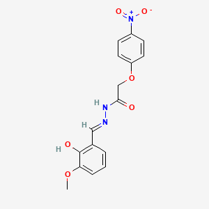 molecular formula C16H15N3O6 B604701 N'-[(E)-(2-hydroxy-3-methoxyphenyl)methylidene]-2-(4-nitrophenoxy)acetohydrazide CAS No. 303065-77-2