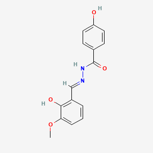 molecular formula C15H14N2O4 B604707 4-hydroxy-N'-(2-hydroxy-3-methoxybenzylidene)benzohydrazide CAS No. 131536-58-8