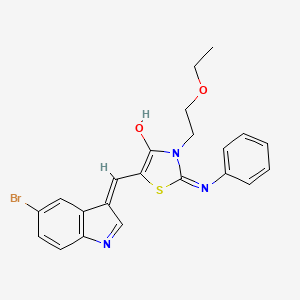 molecular formula C22H20BrN3O2S B604718 (2E,5Z)-5-[(5-bromo-1H-indol-3-yl)methylidene]-3-(2-ethoxyethyl)-2-(phenylimino)-1,3-thiazolidin-4-one CAS No. 445428-99-9