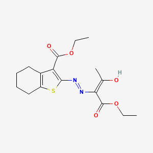 molecular formula C17H22N2O5S B604737 Ethyl 2-{2-[1-(ethoxycarbonyl)-2-oxopropylidene]hydrazino}-4,5,6,7-tetrahydro-1-benzothiophene-3-carboxylate CAS No. 72625-01-5