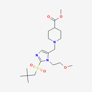 molecular formula C19H33N3O5S B6047562 Methyl 1-[[2-(2,2-dimethylpropylsulfonyl)-3-(2-methoxyethyl)imidazol-4-yl]methyl]piperidine-4-carboxylate 