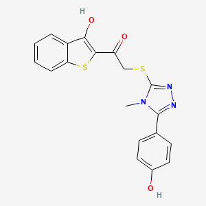 molecular formula C19H15N3O3S2 B604764 1-(3-hydroxy-1-benzothiophen-2-yl)-2-{[5-(4-hydroxyphenyl)-4-methyl-4H-1,2,4-triazol-3-yl]sulfanyl}ethanone CAS No. 946951-32-2