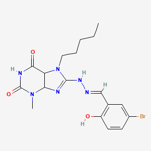 molecular formula C18H21BrN6O3 B604770 8-[(2E)-2-[(5-bromo-2-hydroxyphenyl)methylidene]hydrazin-1-yl]-3-methyl-7-pentyl-2,3,6,7-tetrahydro-1H-purine-2,6-dione CAS No. 330818-44-5