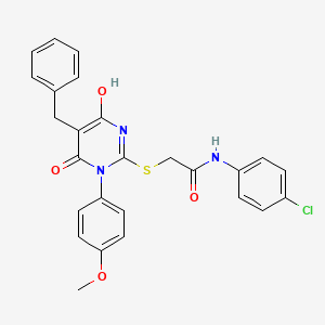 molecular formula C26H22ClN3O4S B6047749 2-{[5-benzyl-4-hydroxy-1-(4-methoxyphenyl)-6-oxo-1,6-dihydropyrimidin-2-yl]sulfanyl}-N-(4-chlorophenyl)acetamide 