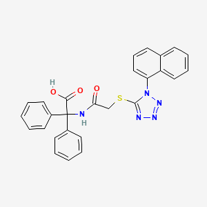 molecular formula C27H21N5O3S B6047759 2-[(2-{[1-(1-NAPHTHYL)-1H-1,2,3,4-TETRAAZOL-5-YL]SULFANYL}ACETYL)AMINO]-2,2-DIPHENYLACETIC ACID 