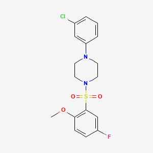 molecular formula C17H18ClFN2O3S B604783 1-(3-Chlorophenyl)-4-(5-fluoro-2-methoxybenzenesulfonyl)piperazine CAS No. 893667-25-9