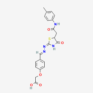 {4-[(5-{2-[(4-methylphenyl)amino]-2-oxoethyl}-4-oxo-1,3-thiazolidin-2-ylidene)carbonohydrazonoyl]phenoxy}acetic acid