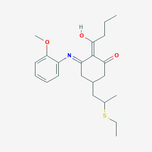 2-butyryl-5-[2-(ethylthio)propyl]-3-[(2-methoxyphenyl)amino]-2-cyclohexen-1-one