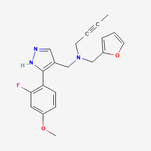 molecular formula C20H20FN3O2 B6047951 2-butyn-1-yl{[3-(2-fluoro-4-methoxyphenyl)-1H-pyrazol-4-yl]methyl}(2-furylmethyl)amine 