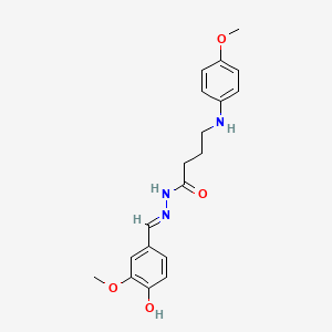 molecular formula C19H23N3O4 B6048087 N-[(E)-(4-hydroxy-3-methoxyphenyl)methylideneamino]-4-(4-methoxyanilino)butanamide 