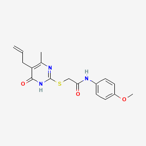 molecular formula C17H19N3O3S B6048515 N-(4-methoxyphenyl)-2-{[4-methyl-6-oxo-5-(prop-2-en-1-yl)-1,6-dihydropyrimidin-2-yl]sulfanyl}acetamide 