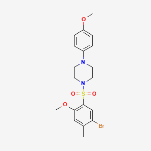 molecular formula C19H23BrN2O4S B604855 1-(5-Bromo-2-methoxy-4-methylbenzenesulfonyl)-4-(4-methoxyphenyl)piperazine CAS No. 1219589-65-7