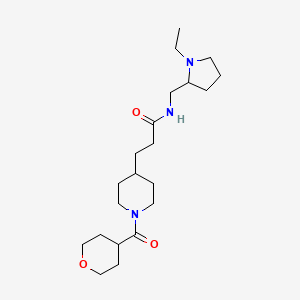 molecular formula C21H37N3O3 B6048690 N-[(1-ethylpyrrolidin-2-yl)methyl]-3-[1-(oxane-4-carbonyl)piperidin-4-yl]propanamide 
