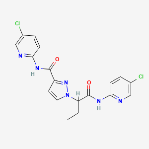 molecular formula C18H16Cl2N6O2 B6048701 N-(5-chloropyridin-2-yl)-1-[1-[(5-chloropyridin-2-yl)amino]-1-oxobutan-2-yl]pyrazole-3-carboxamide 