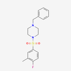 molecular formula C18H21FN2O2S B604880 1-Benzyl-4-(4-fluoro-3-methylbenzenesulfonyl)piperazine CAS No. 1087640-93-4