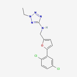 molecular formula C14H13Cl2N5O B604886 N-{[5-(2,5-dichlorophenyl)-2-furyl]methyl}-2-ethyl-2H-tetrazol-5-amine CAS No. 1092331-38-8