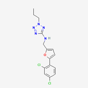 molecular formula C15H15Cl2N5O B604889 N-{[5-(2,4-DICHLOROPHENYL)FURAN-2-YL]METHYL}-2-PROPYL-2H-1,2,3,4-TETRAZOL-5-AMINE CAS No. 1092308-09-2