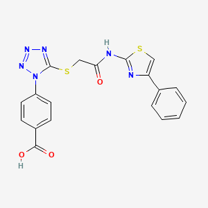 molecular formula C19H14N6O3S2 B604904 4-[5-({2-oxo-2-[(4-phenyl-1,3-thiazol-2-yl)amino]ethyl}sulfanyl)-1H-tetraazol-1-yl]benzoic acid CAS No. 1091704-88-9