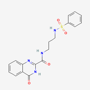 molecular formula C18H18N4O4S B604907 4-oxo-N-{3-[(phenylsulfonyl)amino]propyl}-3,4-dihydro-2-quinazolinecarboxamide CAS No. 1120289-48-6