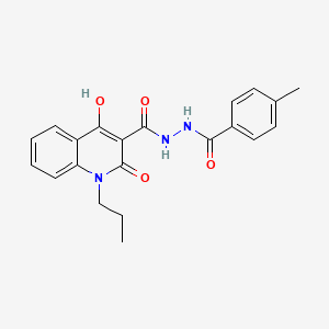 molecular formula C21H21N3O4 B604910 4-hydroxy-N'-(4-methylbenzoyl)-2-oxo-1-propyl-1,2-dihydro-3-quinolinecarbohydrazide CAS No. 371227-21-3