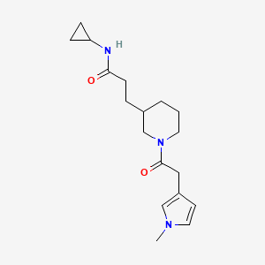 molecular formula C18H27N3O2 B6049242 N-cyclopropyl-3-[1-[2-(1-methylpyrrol-3-yl)acetyl]piperidin-3-yl]propanamide 