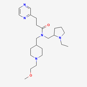 molecular formula C23H39N5O2 B6049279 N-[(1-ethylpyrrolidin-2-yl)methyl]-N-[[1-(2-methoxyethyl)piperidin-4-yl]methyl]-3-pyrazin-2-ylpropanamide 