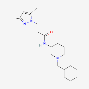 molecular formula C20H34N4O B6049351 N-[1-(cyclohexylmethyl)piperidin-3-yl]-3-(3,5-dimethylpyrazol-1-yl)propanamide 