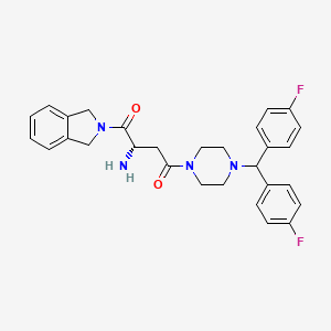 molecular formula C29H30F2N4O2 B604936 (2S)-2-amino-4-[4-[bis(4-fluorophenyl)methyl]piperazin-1-yl]-1-(1,3-dihydroisoindol-2-yl)butane-1,4-dione CAS No. 847928-32-9